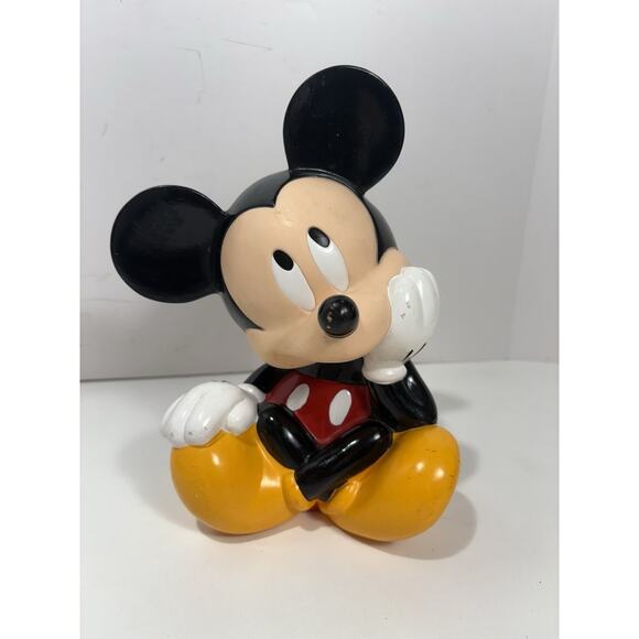 Disney Mickey Mouse Applause Sitting Thinking Pose PVC Money Coin Bank - Picture 1 of 8